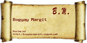Bogyay Margit névjegykártya